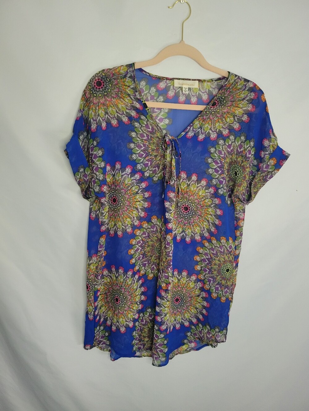 Francesca's M/L Beach Coverup Viberate Royal Blue Sheer Material Airy.